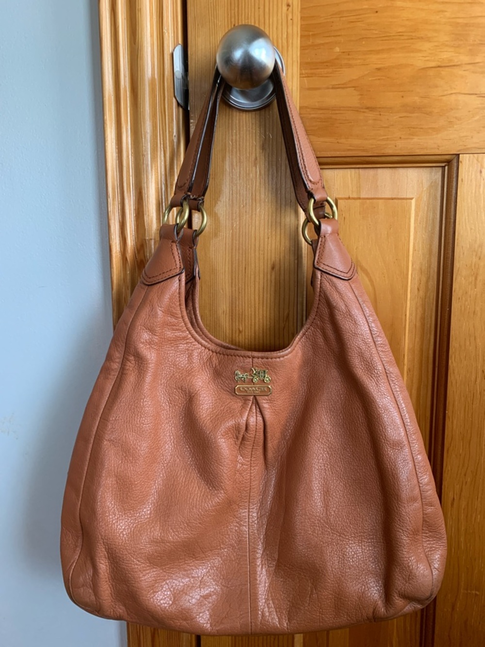Vintage Coach Tan Leather Hobo Bag